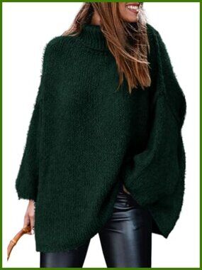 Women's Turtleneck Long Sleeve Oversized Chunky Knit Pullover Sweater